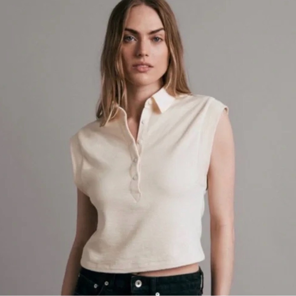 Rag & Bone collared cream tank top in XXS #rodeo #ranch #wildwest